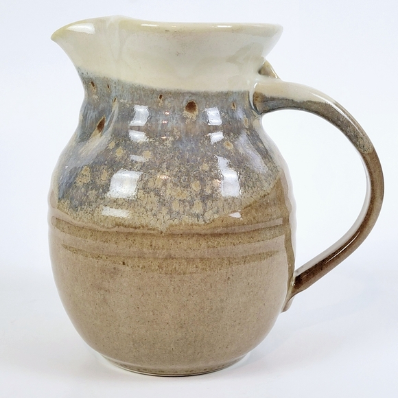 Clay In Motion~Pitcher & 2 Dipping Bowls~Brown Gray Cream~Set of 3~Neher~EUC - Picture 3 of 13